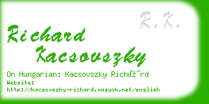 richard kacsovszky business card